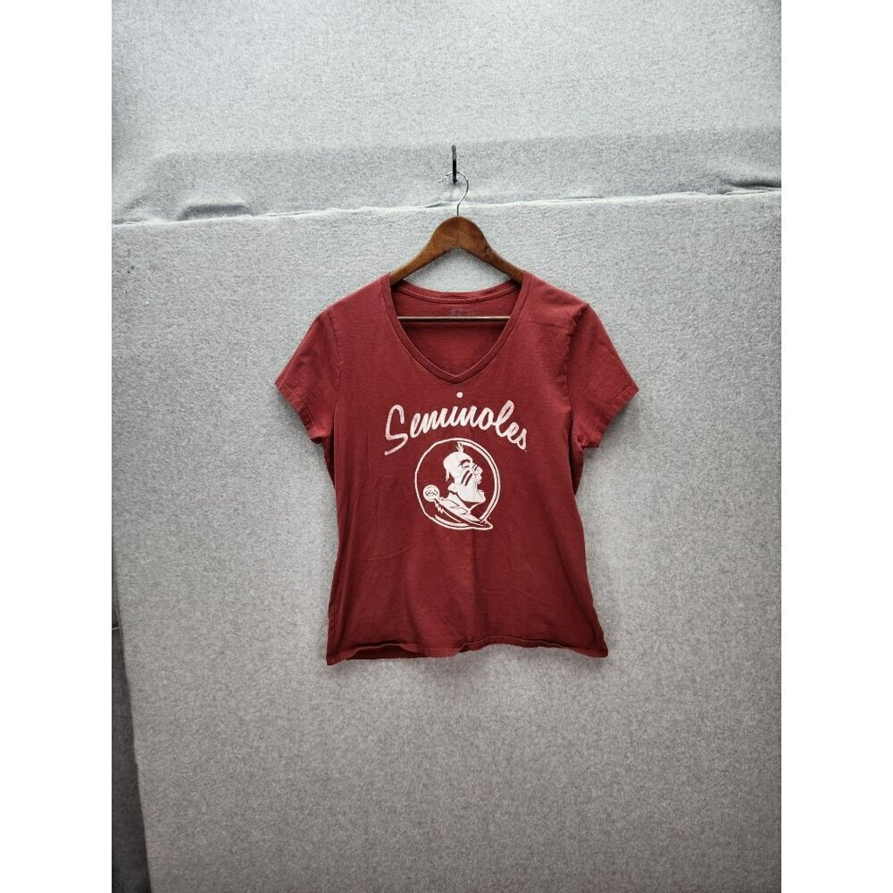 Russell Athletics Seminoles Womens Red V-Neck T-Shirt Size M
